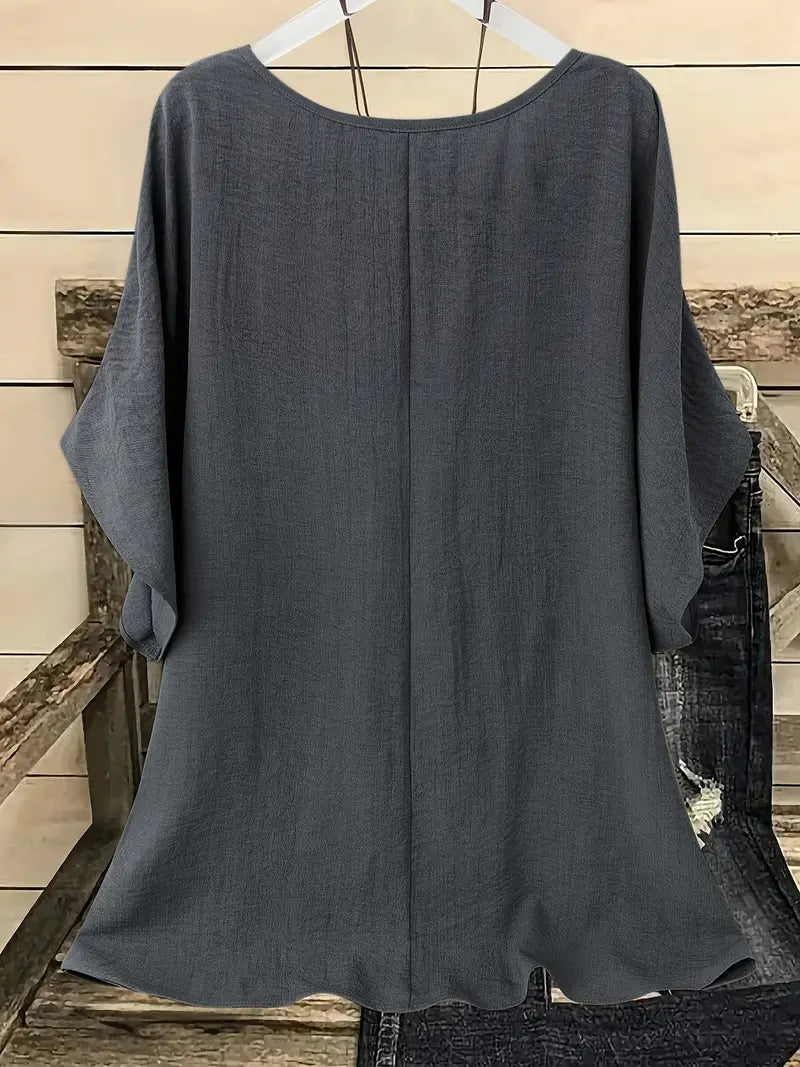 Dilek | Blusa Holgada Manga Corta Cuello Redondo