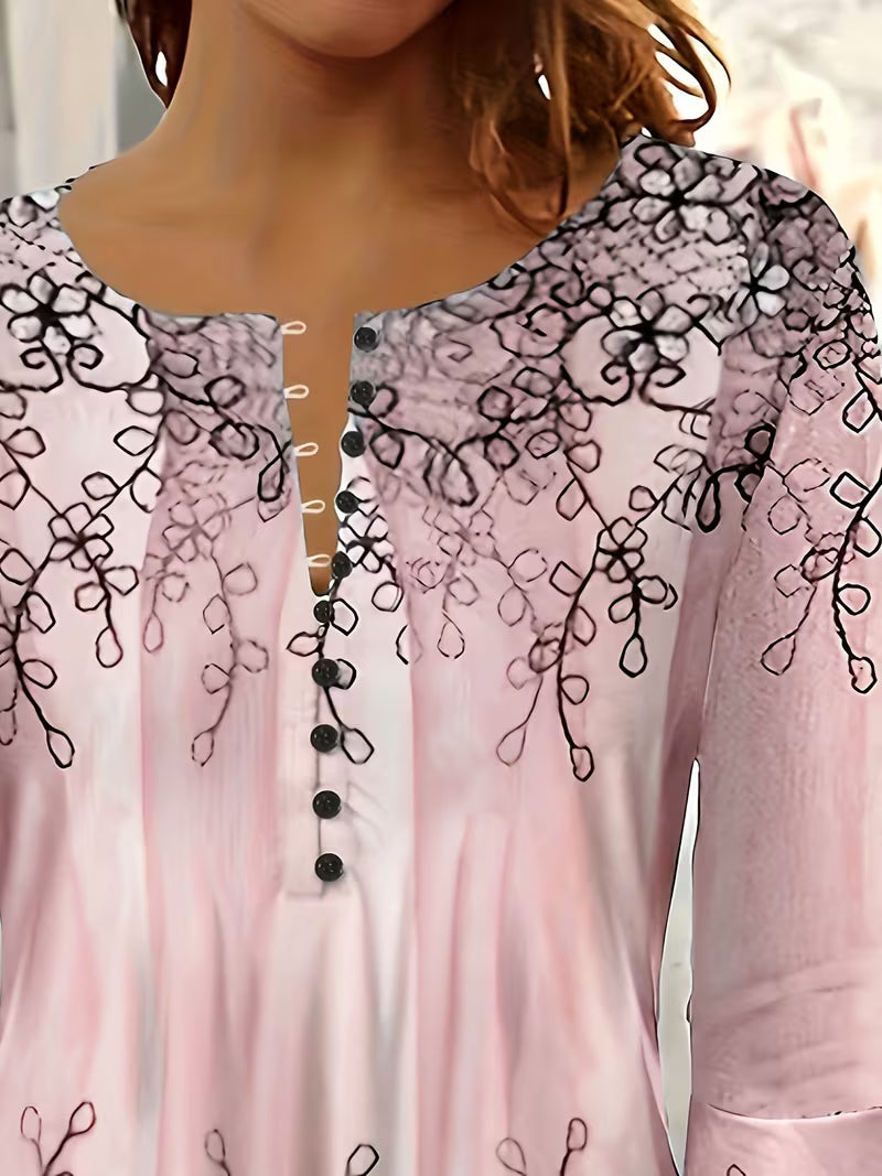 Mesley | Blusa De Cuello Redondo Con Estampado Floral Y Botones