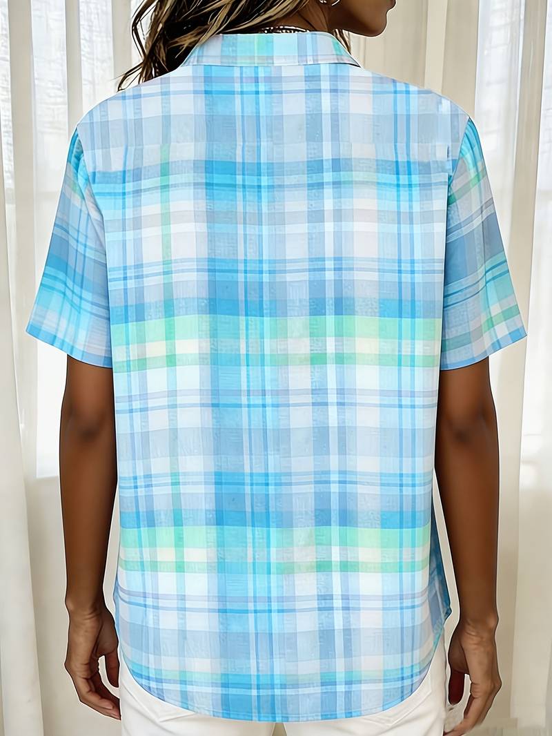 Endrita | Camisa Cuadros Manga Corta Botones Frontales
