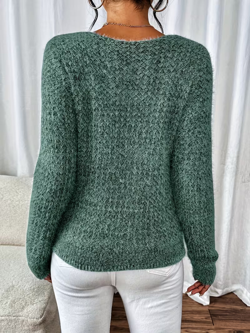 Aderah | Jersey De Punto Con Cuello en V Y Manga Larga Con Textura