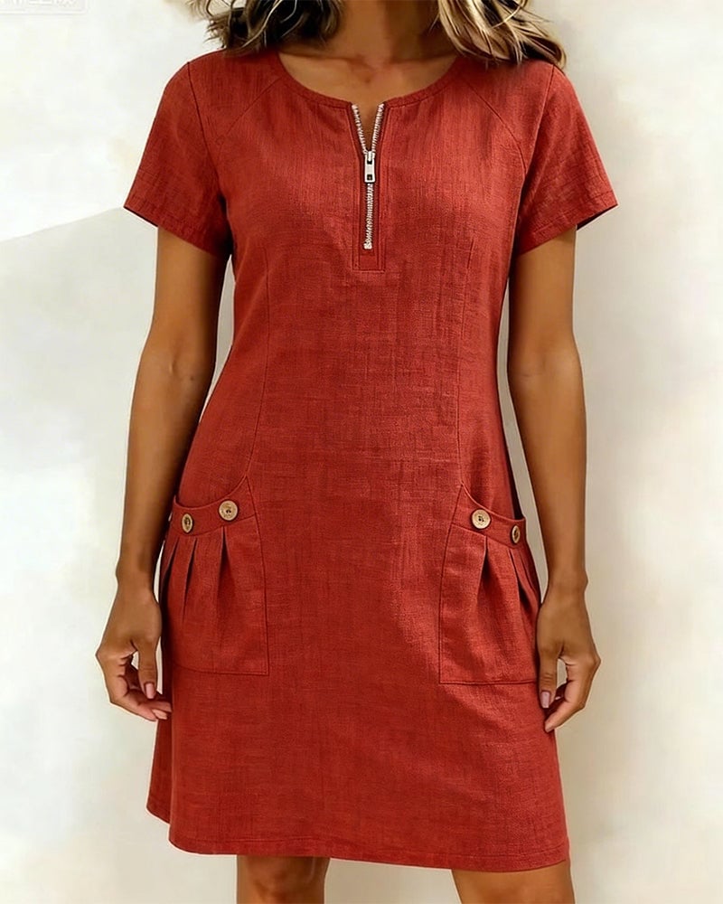 Krystan | Vestido Corto Utilitario Con Bolsillos