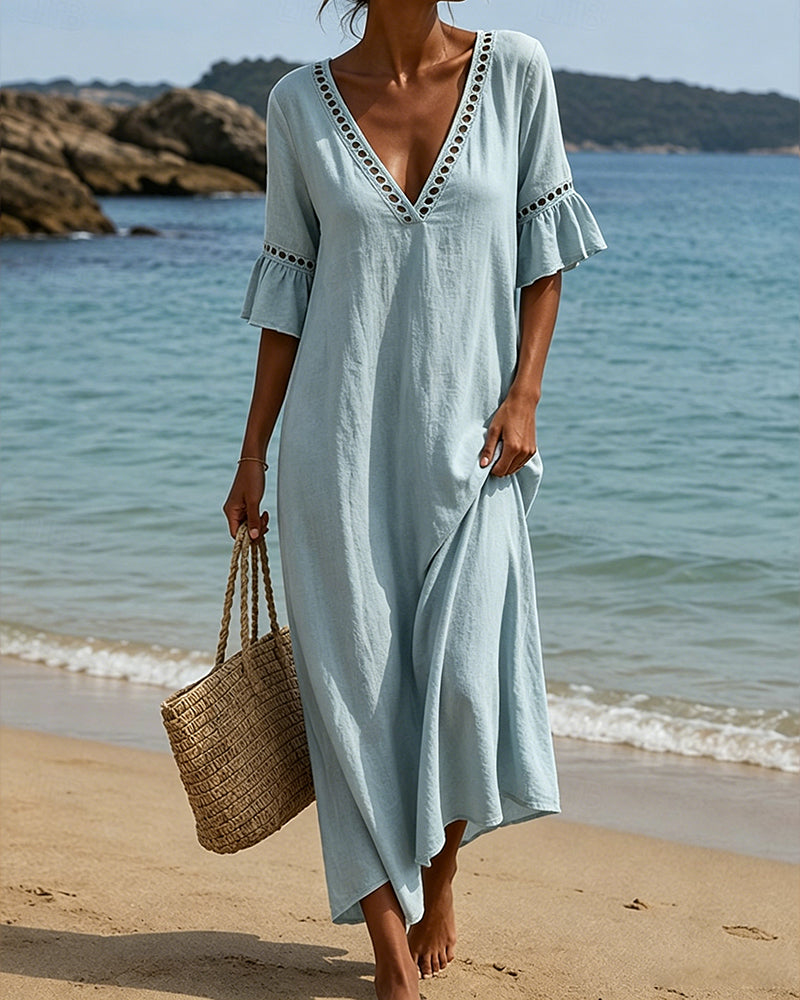 Nellina | Vestido Maxi Con Escote en V