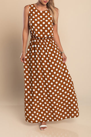 Lyna | Vestido Maxi Sin Mangas De Lunares