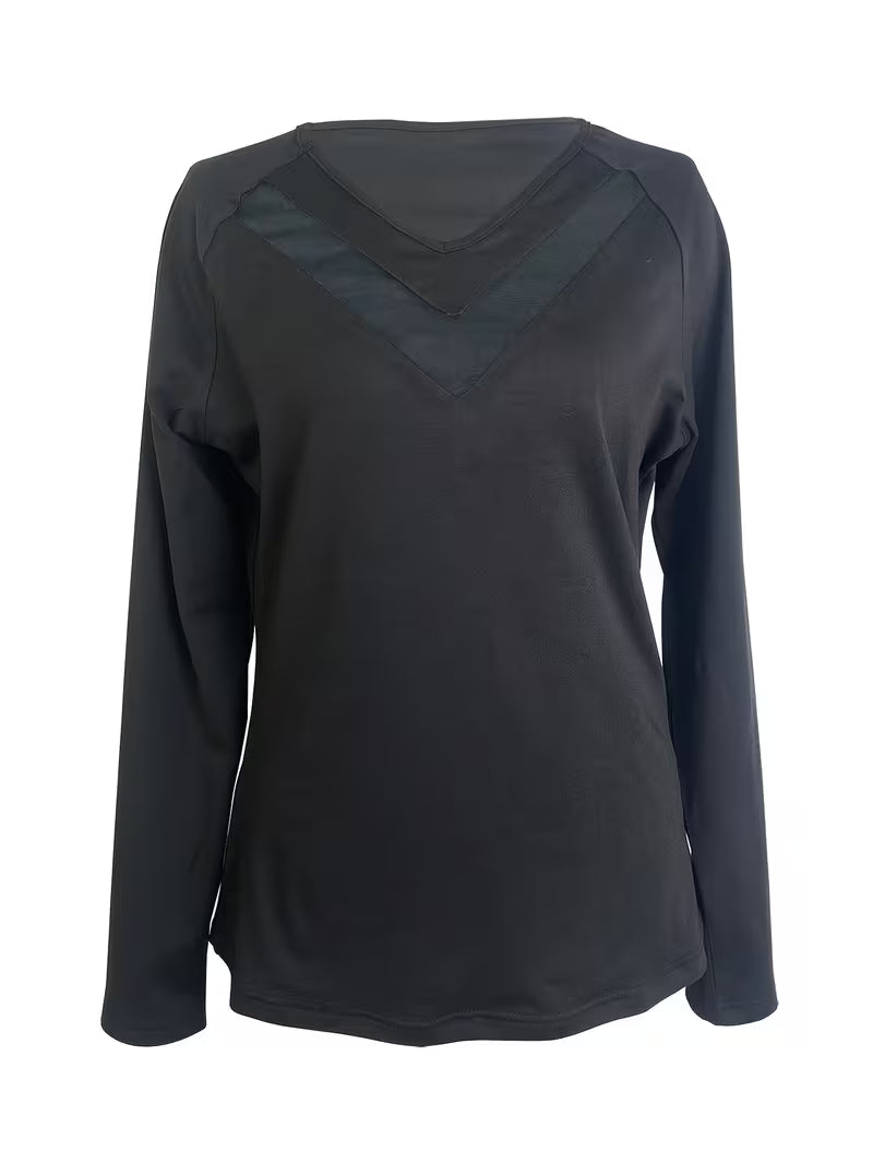 Mesha | Top De Manga Larga Con Cuello en V De Malla