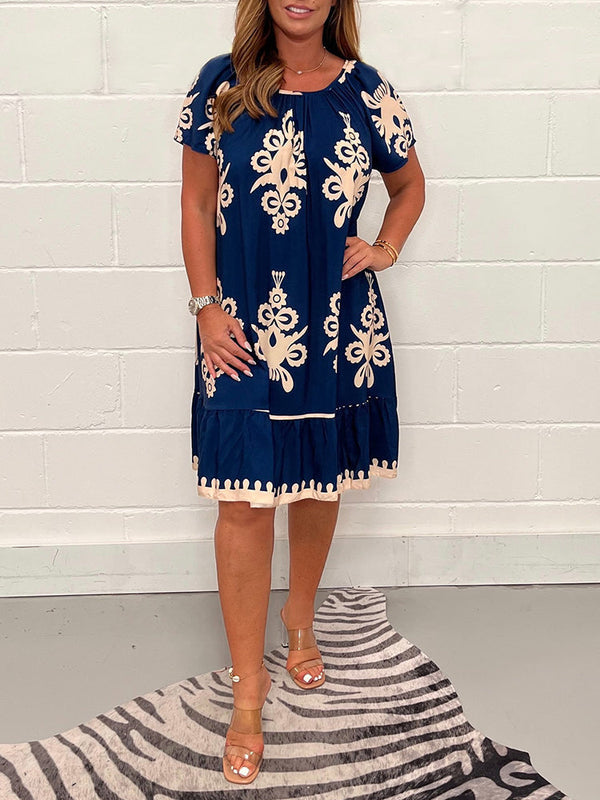 Ranee | Vestido Estampado con Mangas Cortas Amplias