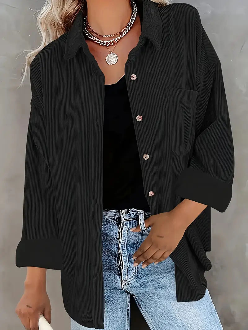 Irmela | Camisa de Manga Larga de Pana Con Botones