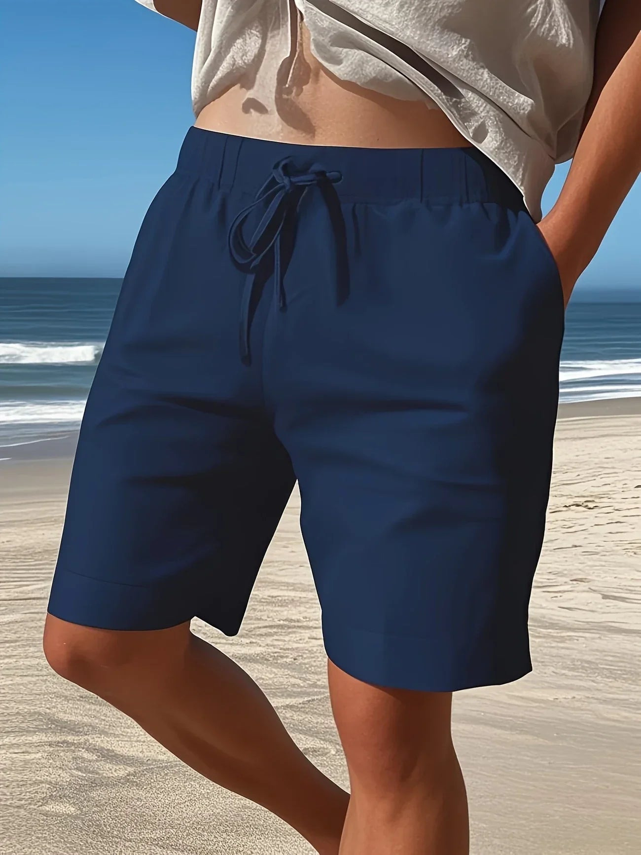 Callan | Pantalones Cortos Informales De Hombre Con Cordón, Hasta La Rodilla