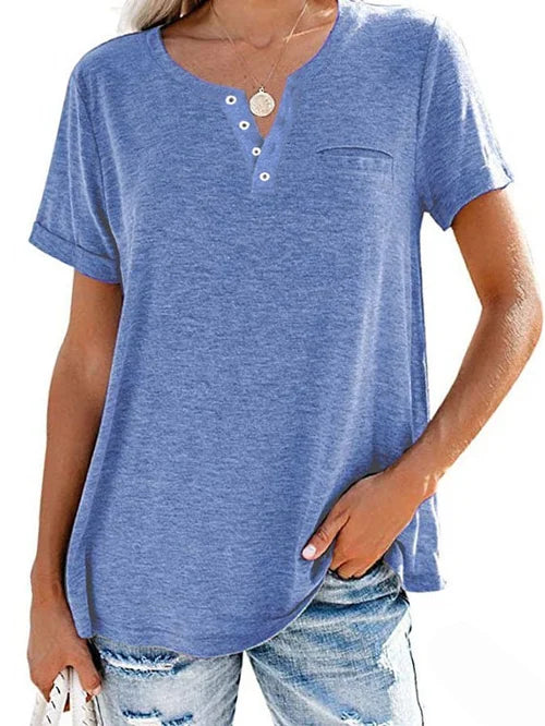Cettina | Camiseta Henley Manga Corta Bolsillo