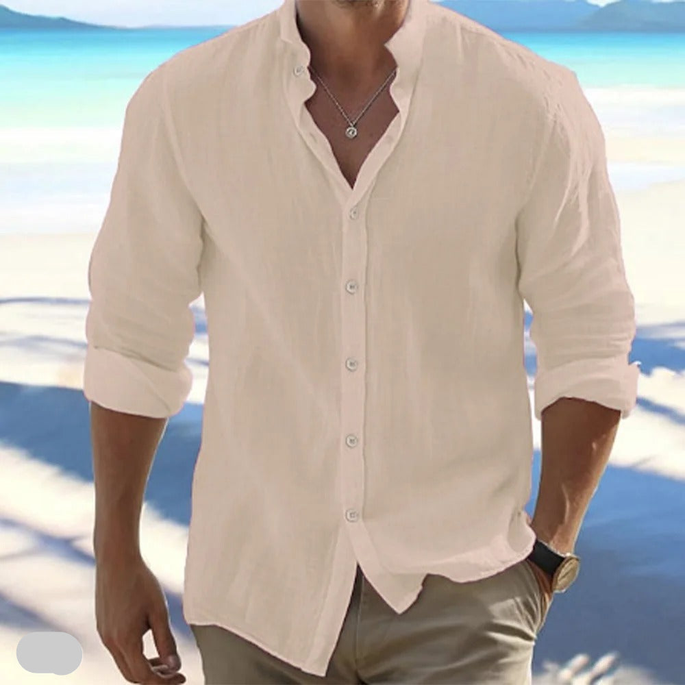 Macsen | Camisa Hombre Manga Larga Cuello Mao