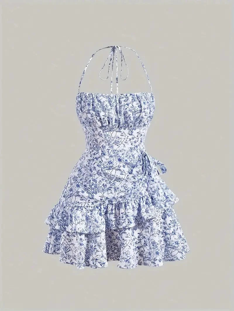 Ortagus | Minivestido floral con tirantes y volantes