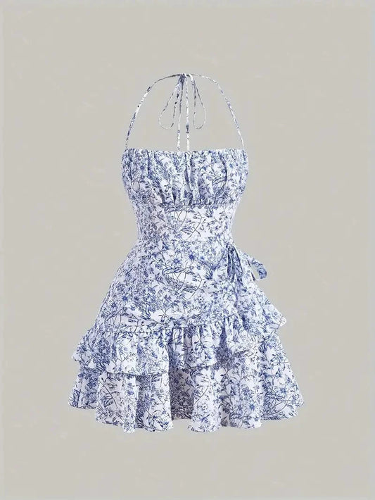 Ortagus | Minivestido floral con tirantes y volantes