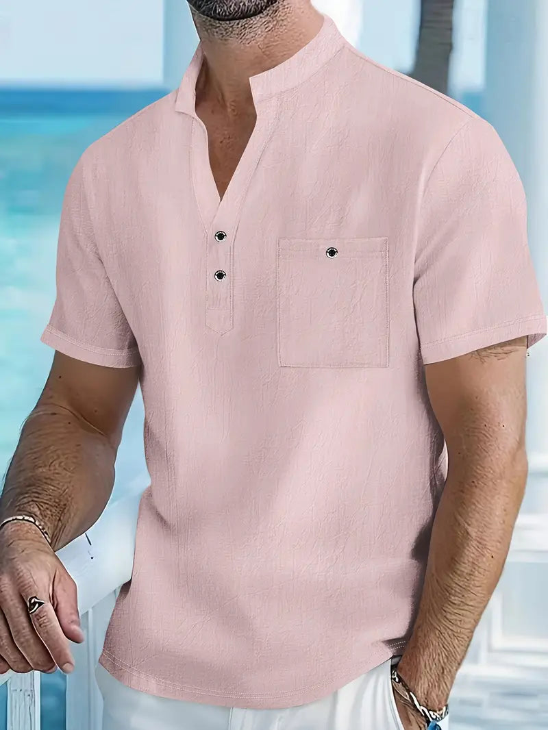 Vaughn - Camiseta Henley de Manga Corta