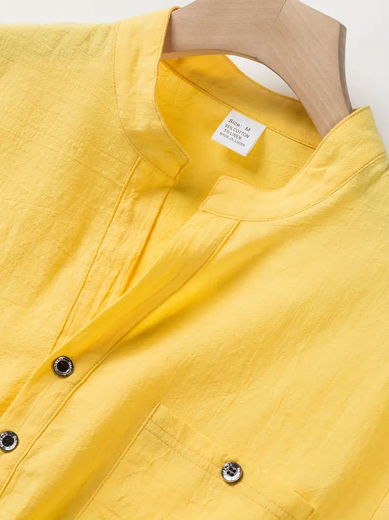 Vaughn - Camiseta Henley de Manga Corta