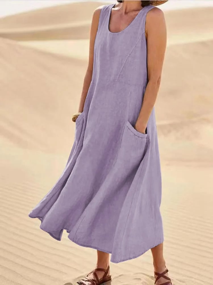 Zoha | Vestido Maxi Sin Mangas Con Bolsillos
