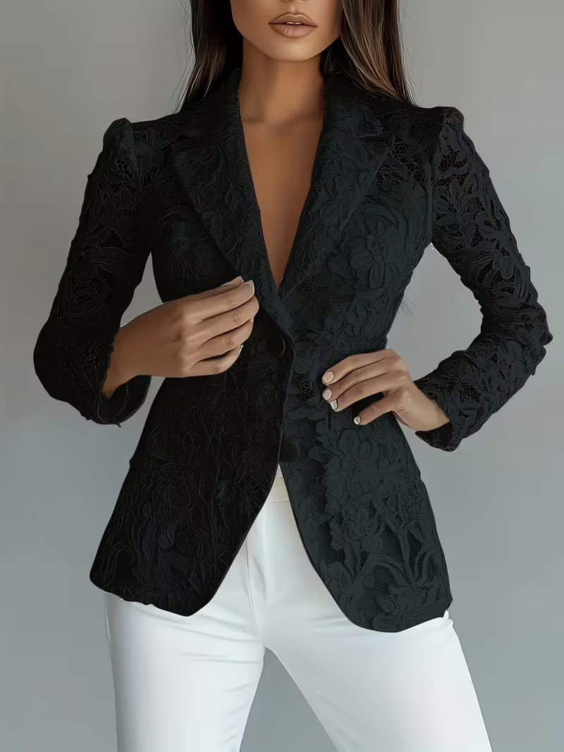 Kyliza | Chaqueta Blazer Entallada De Manga Larga Con Encaje