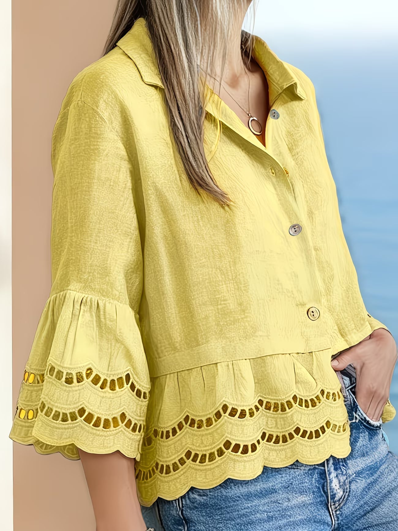 Solenn | Blusa De Manga Larga Con Volantes en El Bajo