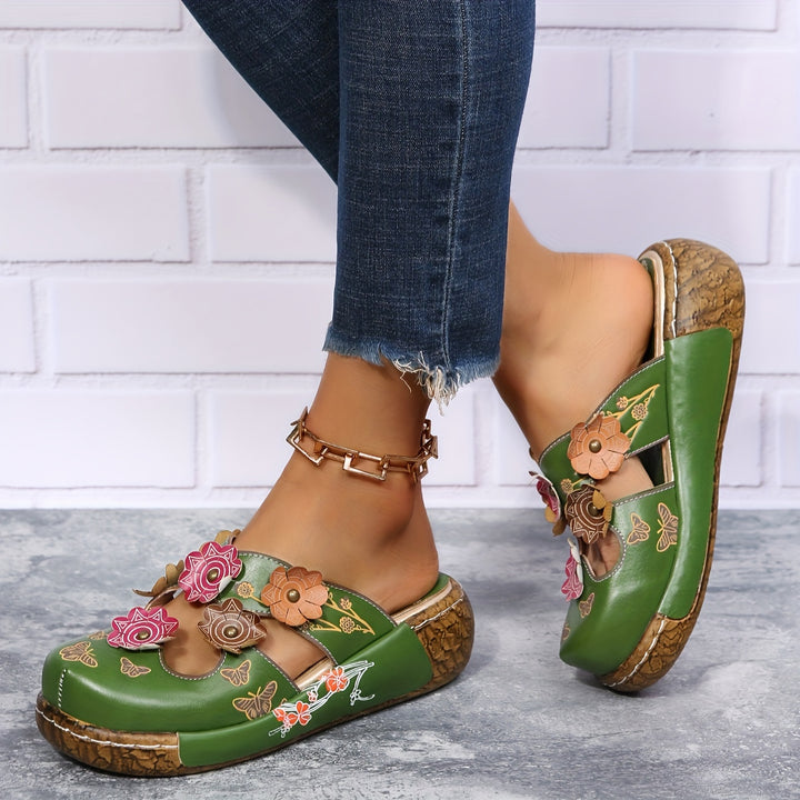 Oprah | Zuecos Cómodos Sin Cordones Con Motivos Florales Recortados