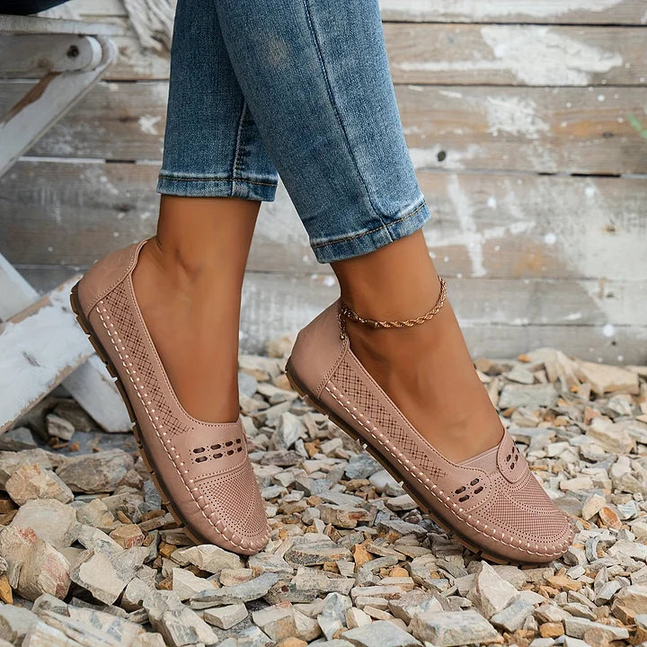 Gerdien | Mocasines Sin Cordones Perforados Para Mujer, Zapatos Planos Informales