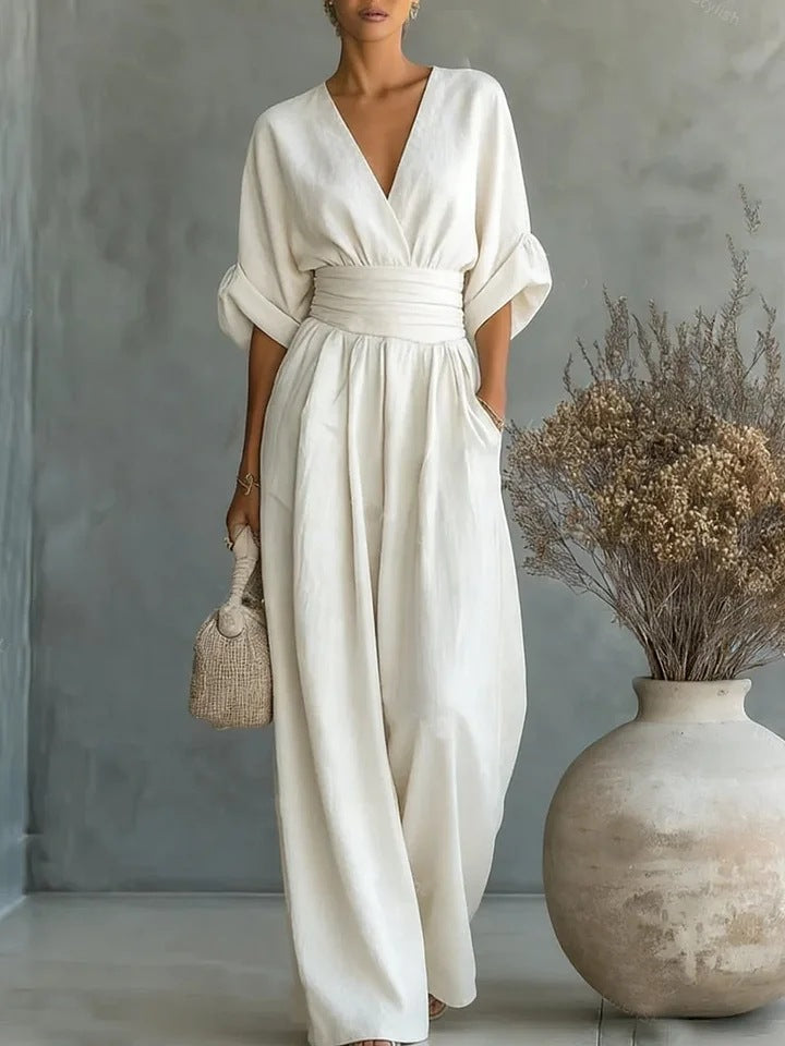 Lumamark | Mono elegante con escote en V y pierna ancha