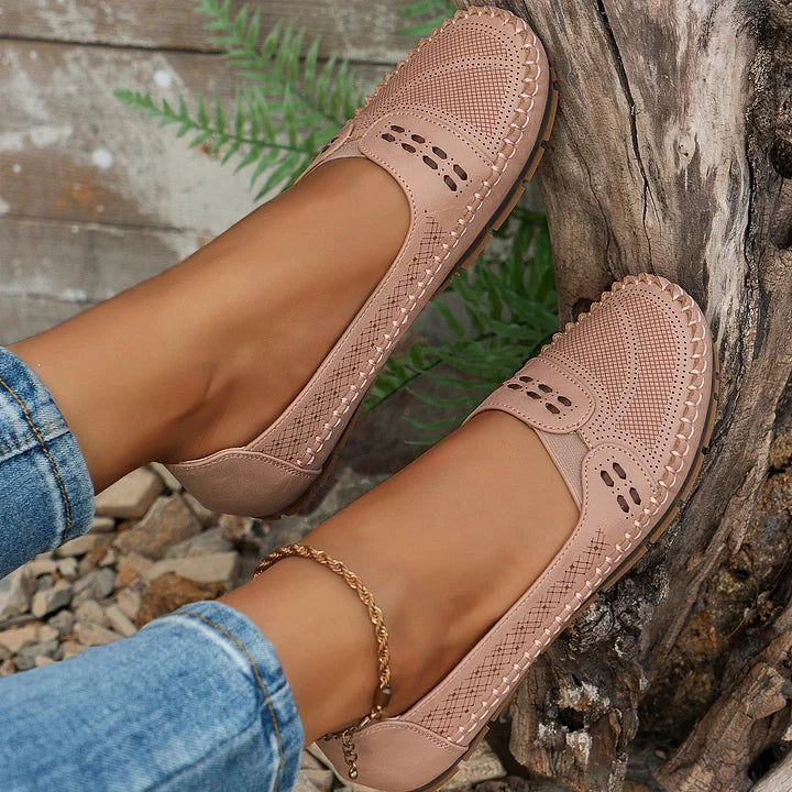 Gerdien | Mocasines Sin Cordones Perforados Para Mujer, Zapatos Planos Informales