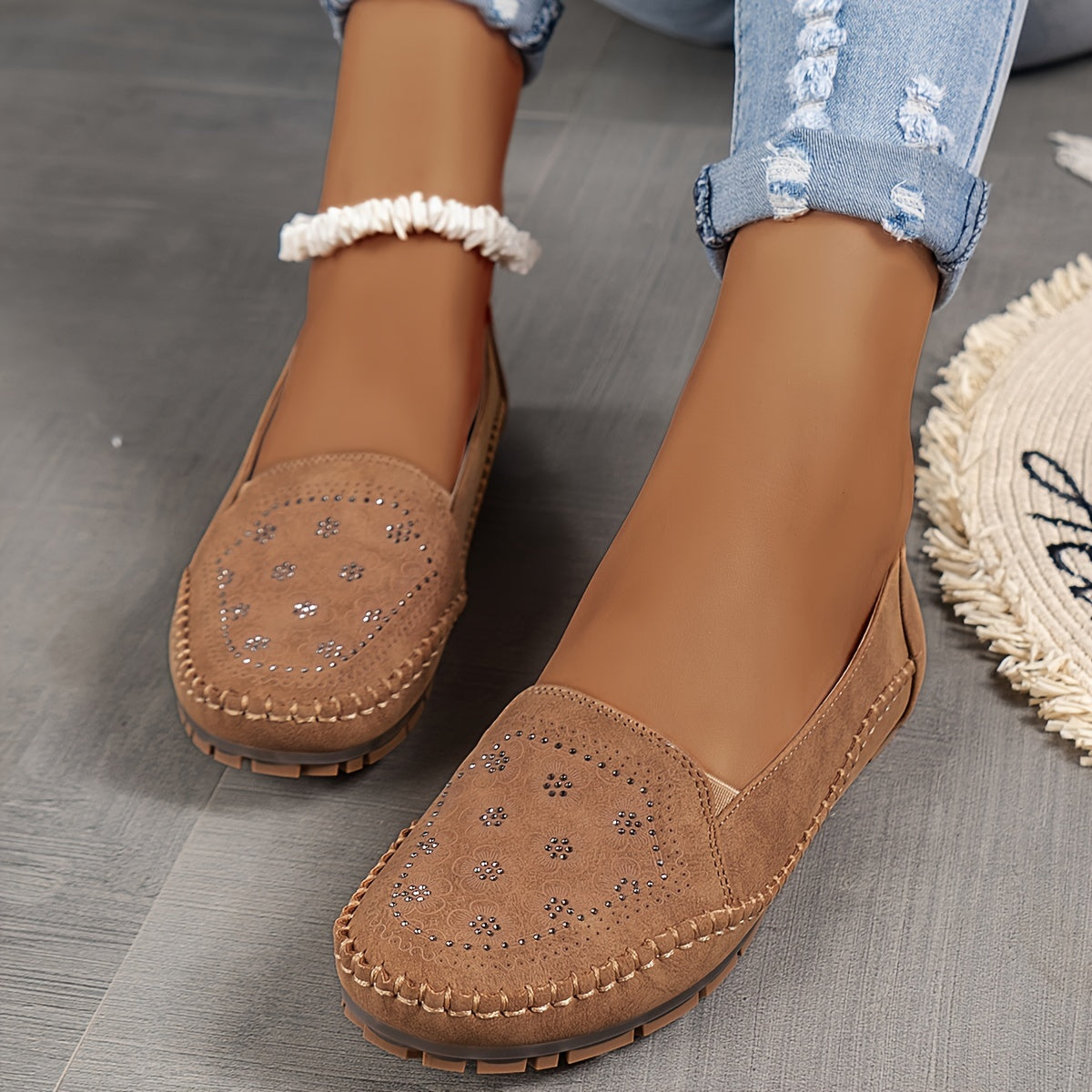 Lyrissa | Mocasines Casuales Sin Cordones Con Estampado Floral Para Mujer