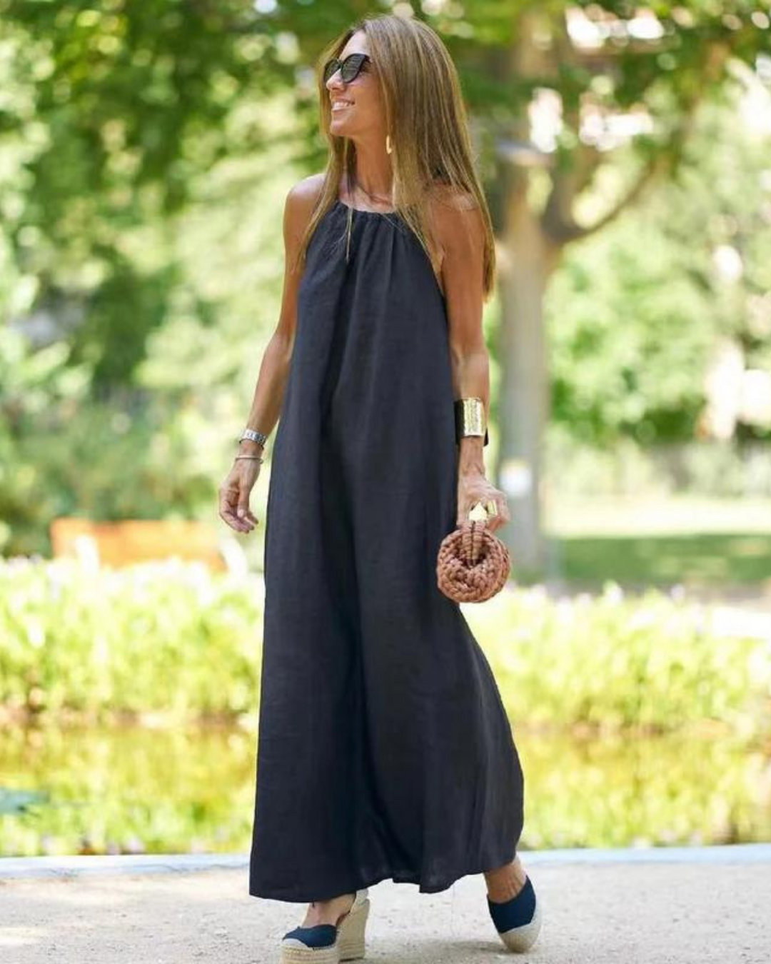 Galilea | Vestido Largo Halter De Lino Blanco