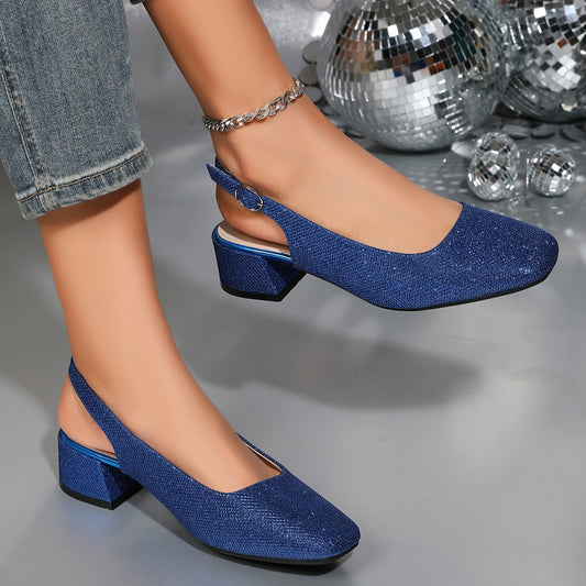 Chiara | Sandalias de tacón grueso con punta cuadrada