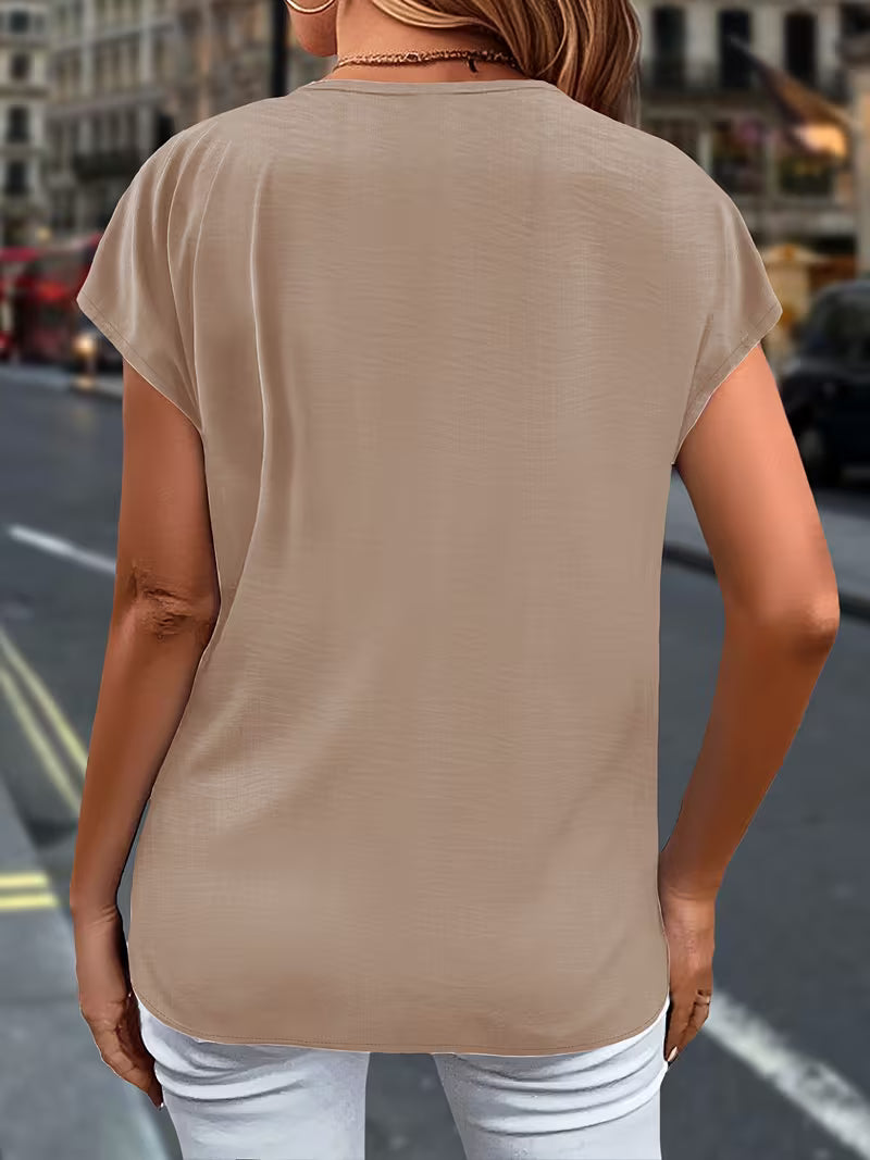 Salma - Blusa Con Cuello en V y Volantes en la Parte Delantera