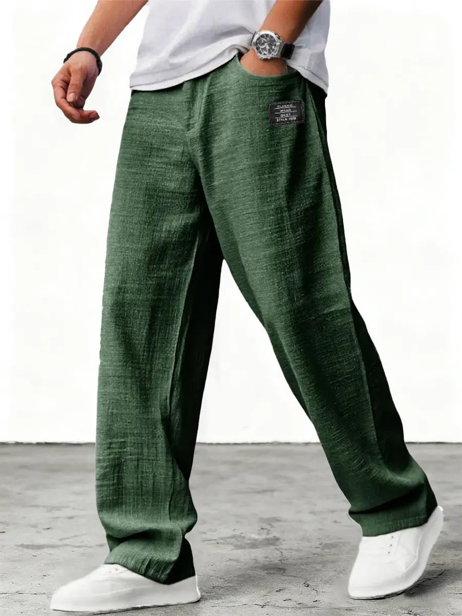 Lushan - Pantalones Sueltos Rectos Con Cintura Elástica