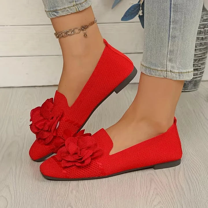 Catriona - Zapatos Planos Sin Cordones Con Punta Cuadrada Y Detalle Floral