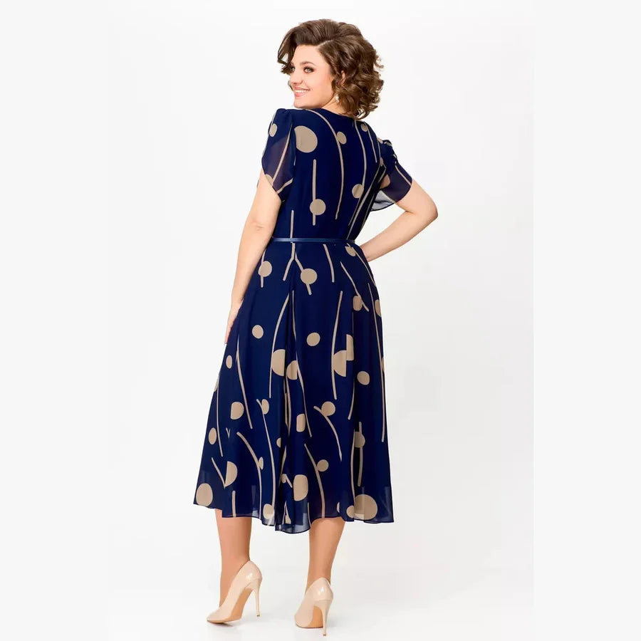 Nazeli | Vestido Midi De Gasa Con Estampado Geométrico
