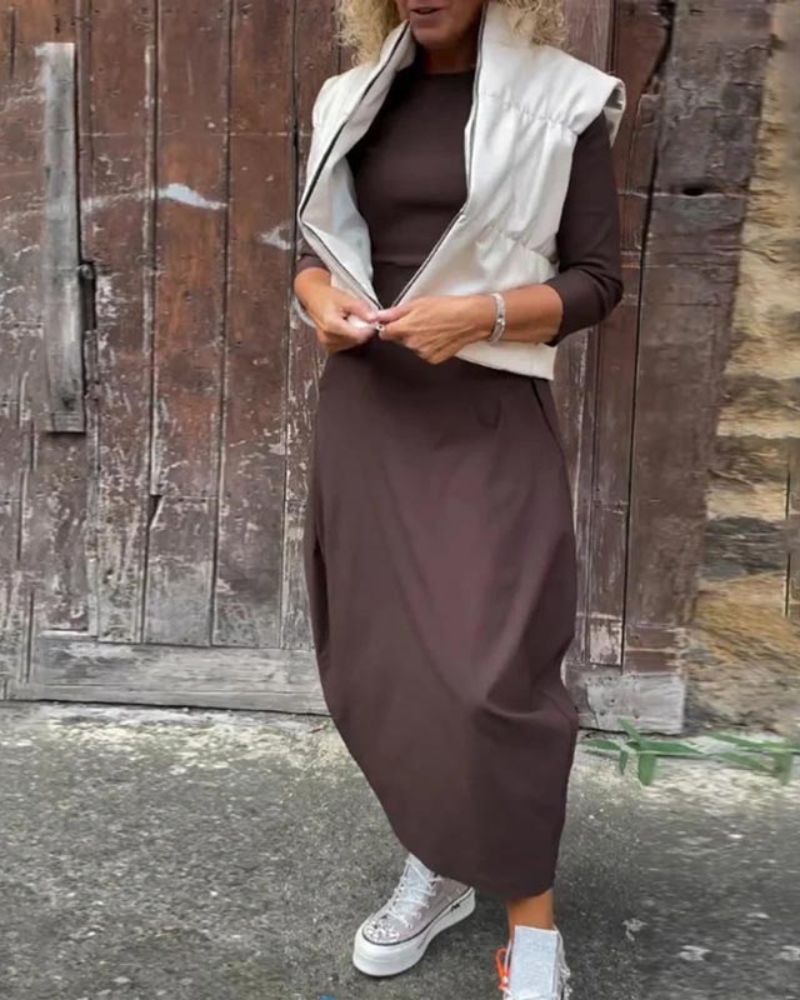 Magdana | Vestido MIDI De Manga Tres Cuartos Holgado