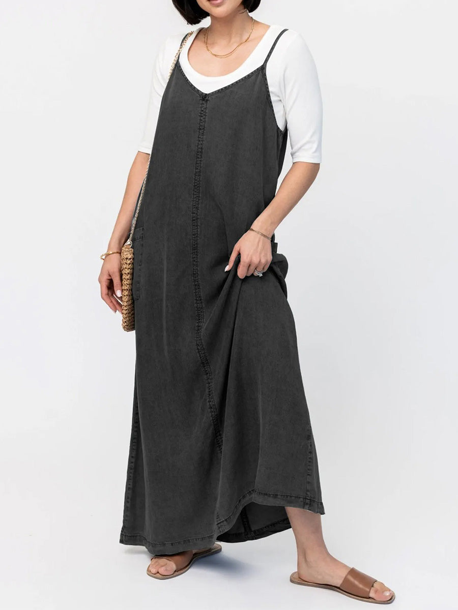 Éricaa | Vestido Largo de Corte Holgado Estilo Vaquero