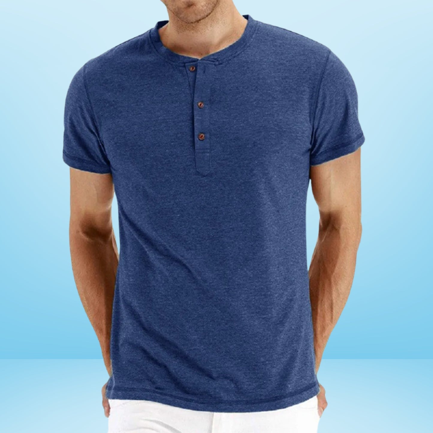 Bilgert | Camiseta Henley de Manga Corta Lisa