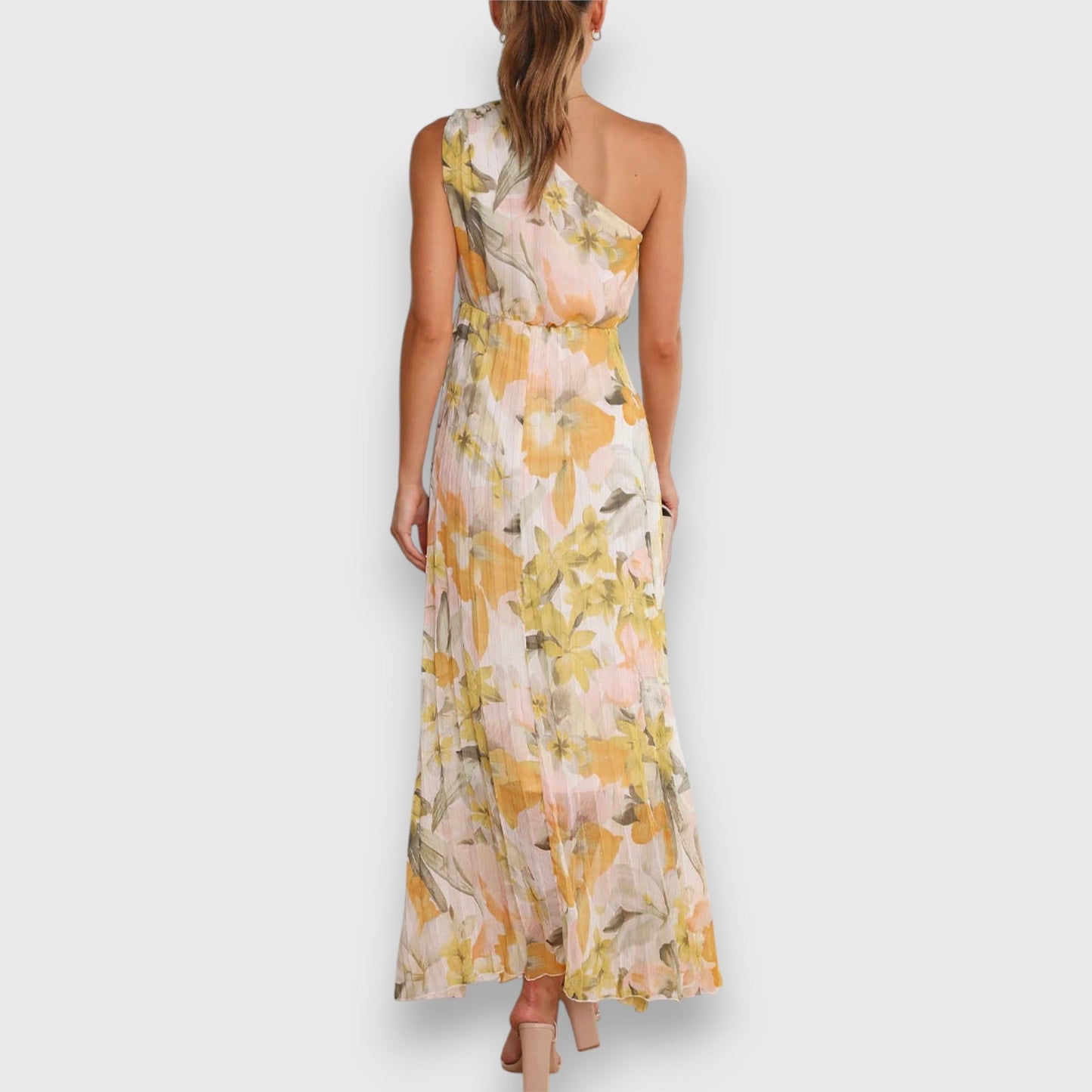 Jillian | Vestido Maxi Floral de Un Hombro