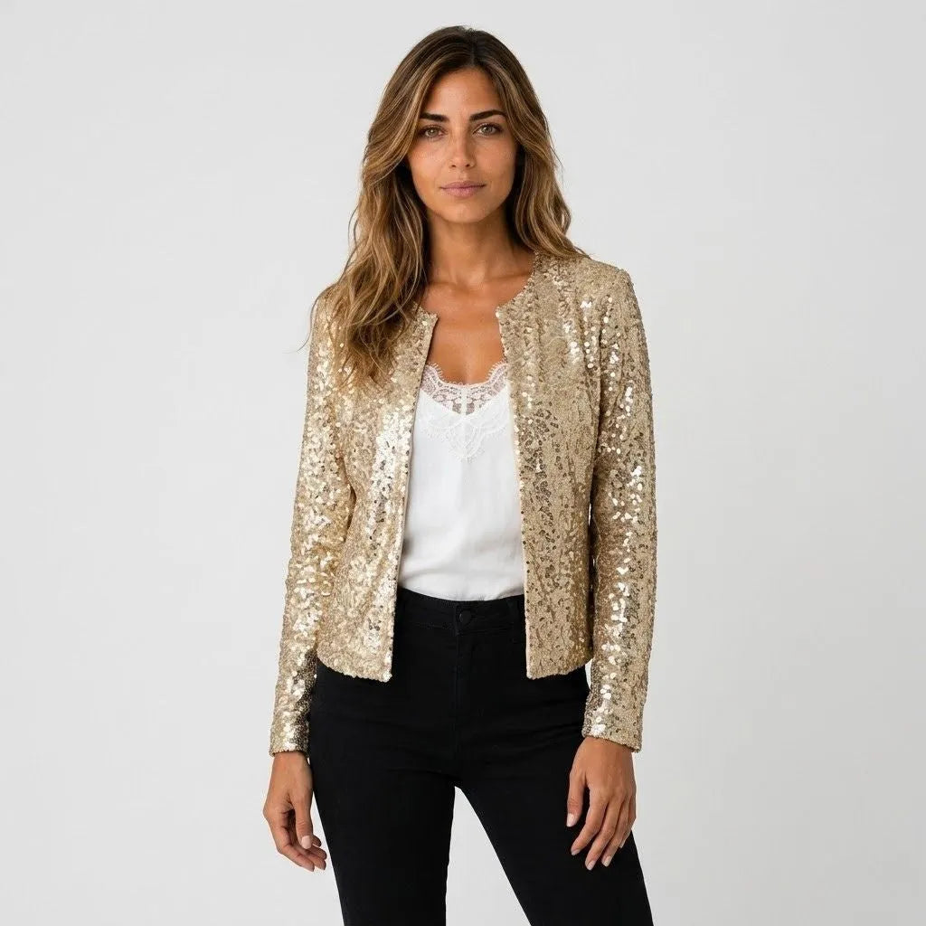 Amelia | Chaqueta con Lentejuelas y Frente Abierto