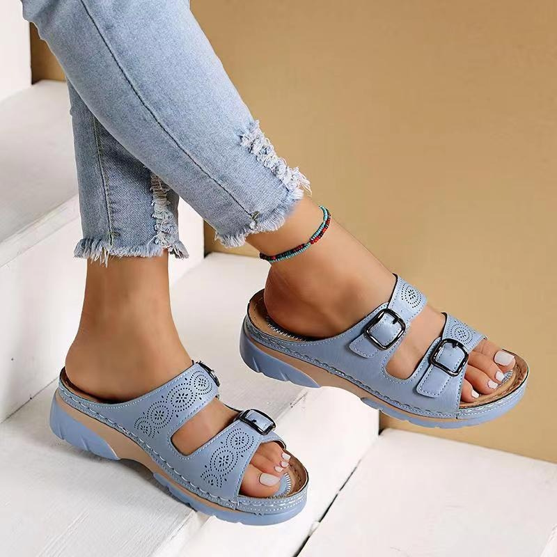 Solena | Sandalias de punta abierta con doble hebilla