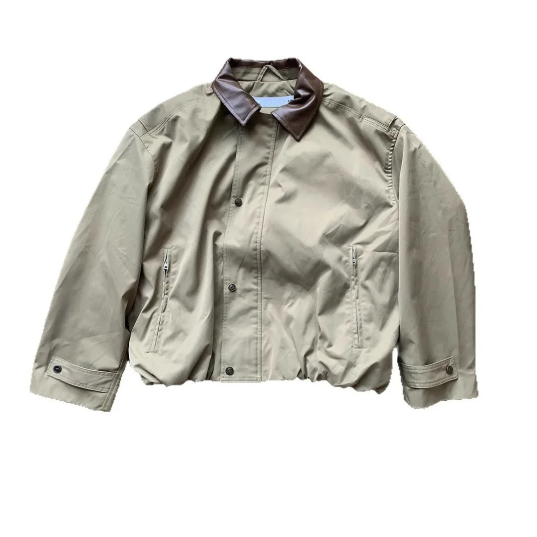 Jacke im retro | Chaqueta retro con cuello de cuero