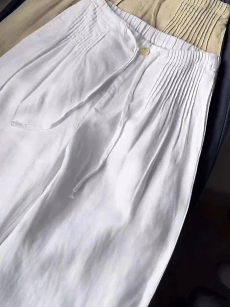 Kuupik | Pantalón Lino Mujer Wide Leg Plisado