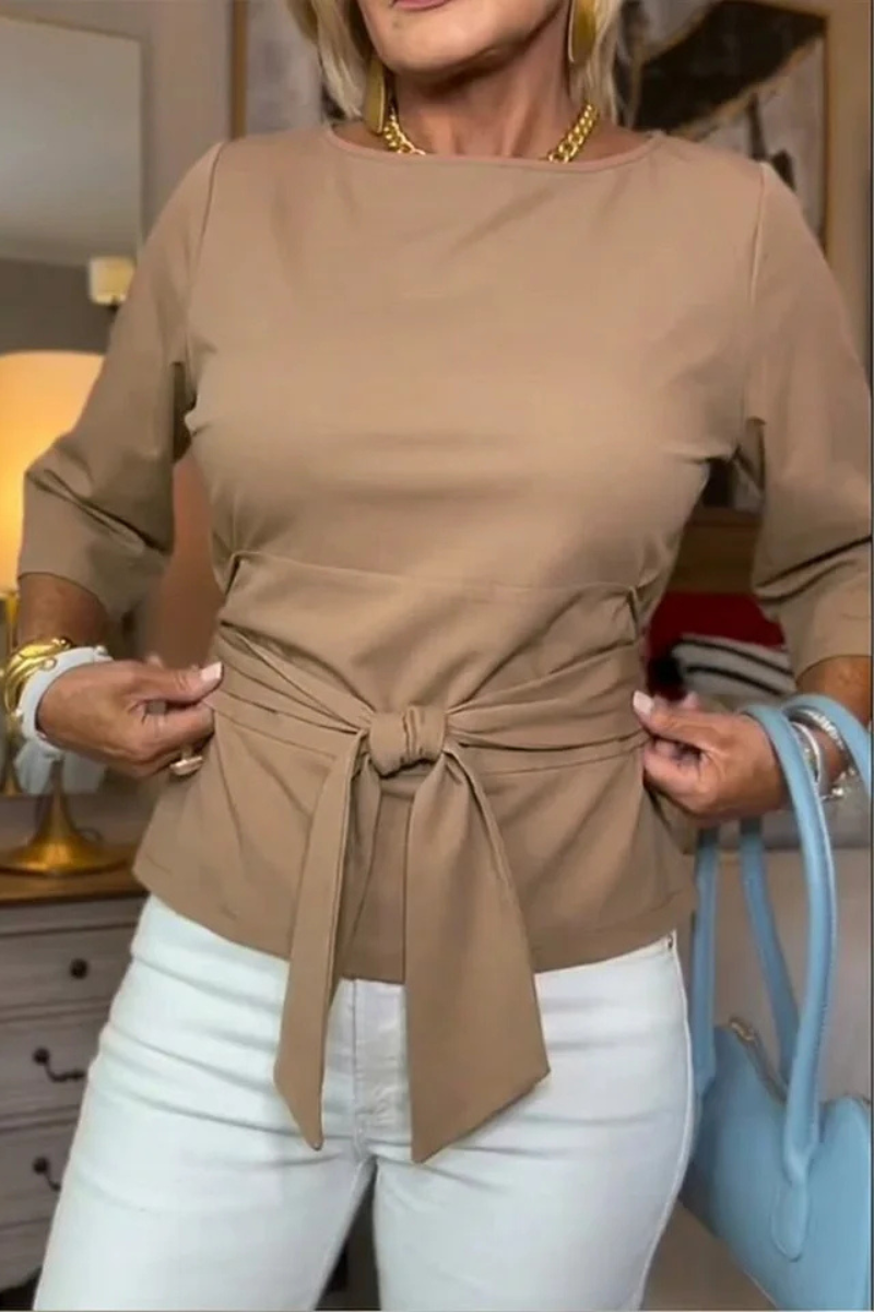 Shaniera | Blusa Con Lazo Delantero Y Mangas Tres Cuartos