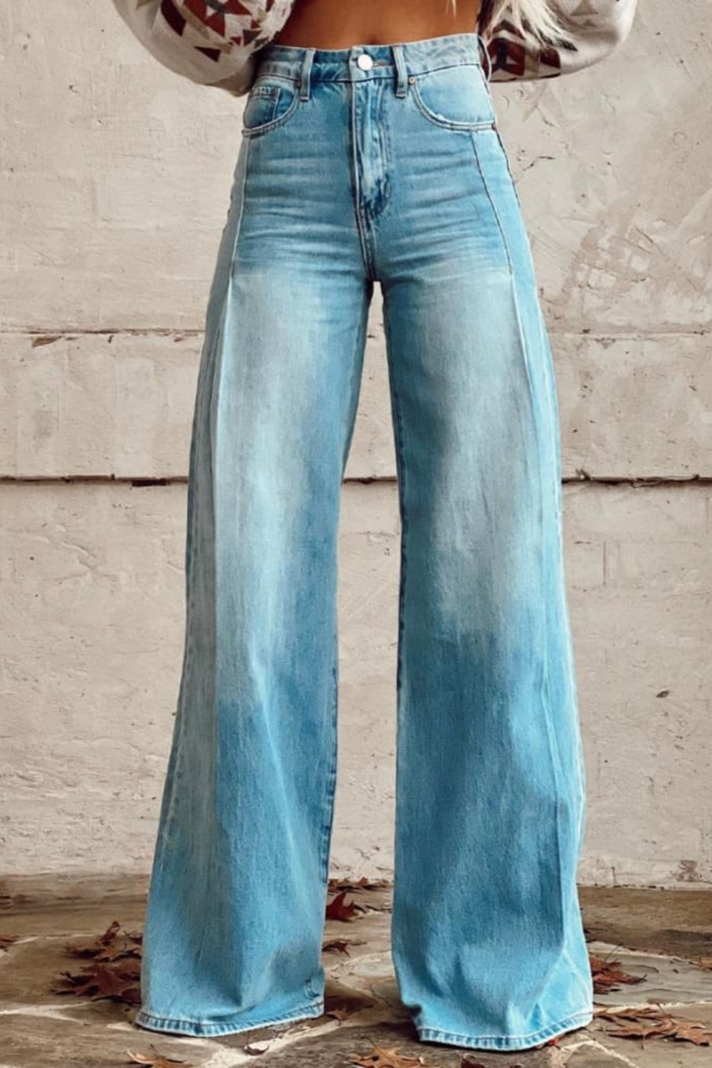 Neske | Pantalones Vaqueros De Tiro Alto Pierna Ancha