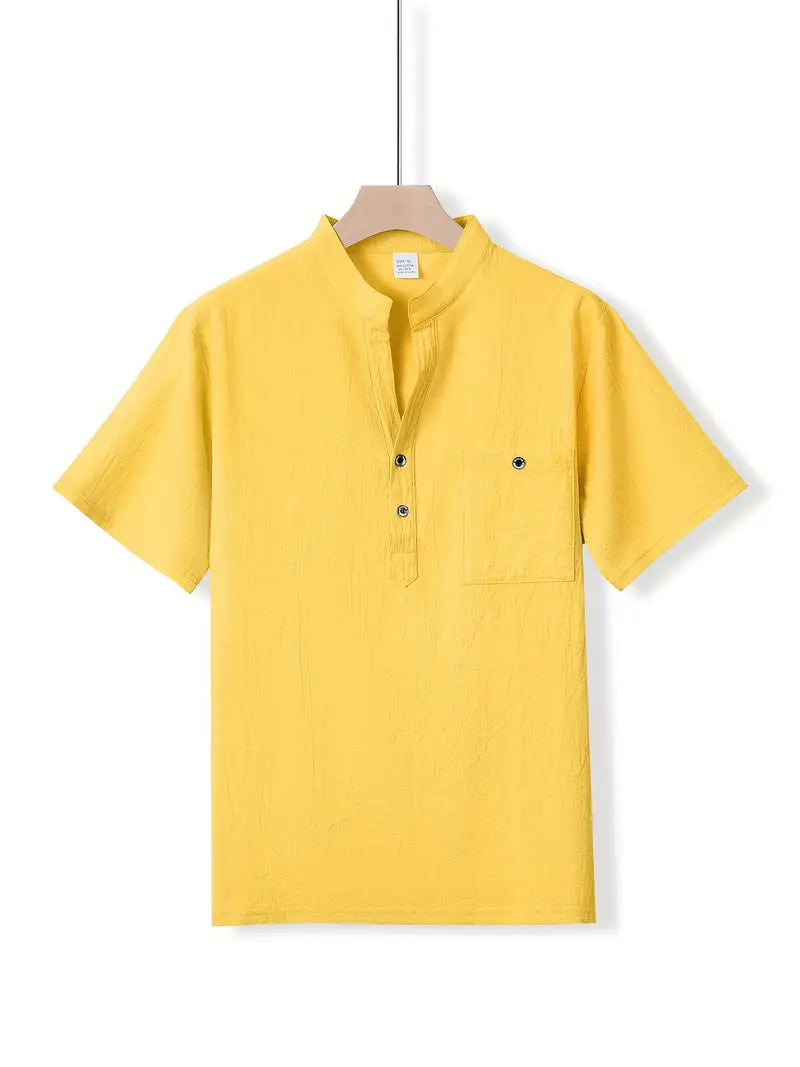 Vaughn - Camiseta Henley de Manga Corta