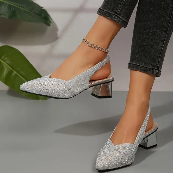 Nehama | Zapatos De Tacón Grueso Con Talón Abierto Y Purpurina Para Mujer
