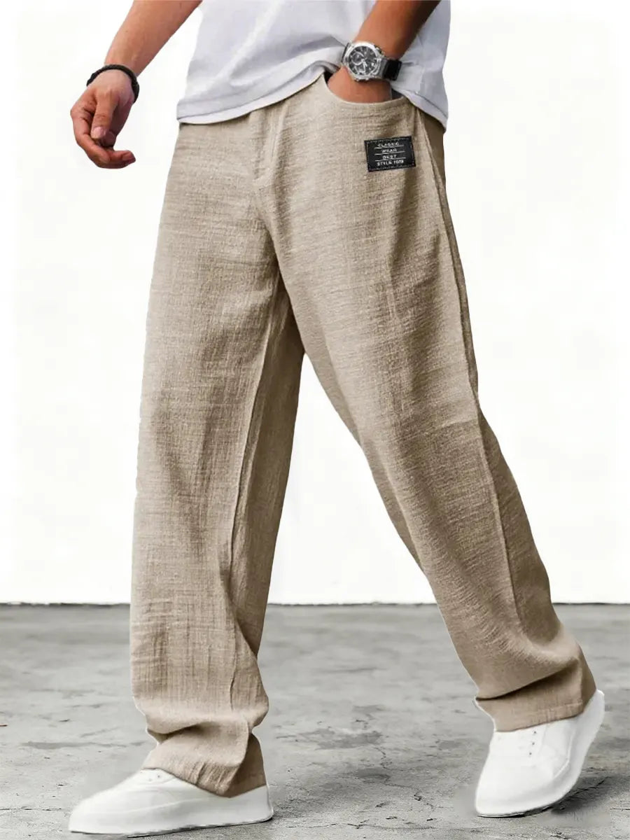 Lushan - Pantalones Sueltos Rectos Con Cintura Elástica