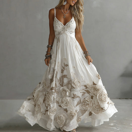 Adeluna | Vestido Maxi Bordado Floral Sin Mangas