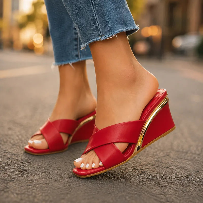 Axelle | Sandalias de Cuña Con Tiras Cruzadas