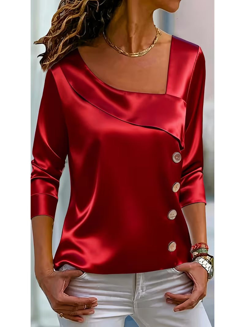 Avelea | Blusa de satén con escote cuadrado