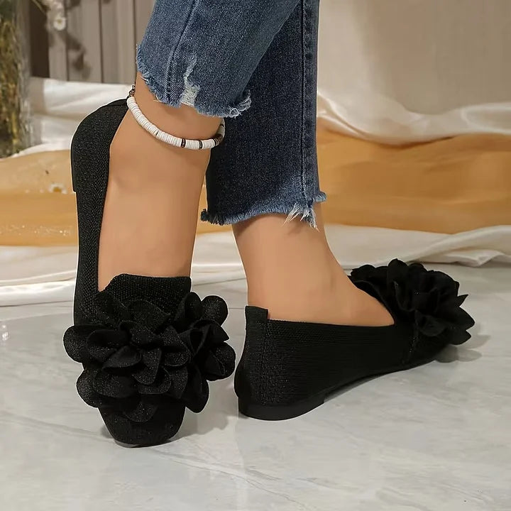 Catriona - Zapatos Planos Sin Cordones Con Punta Cuadrada Y Detalle Floral