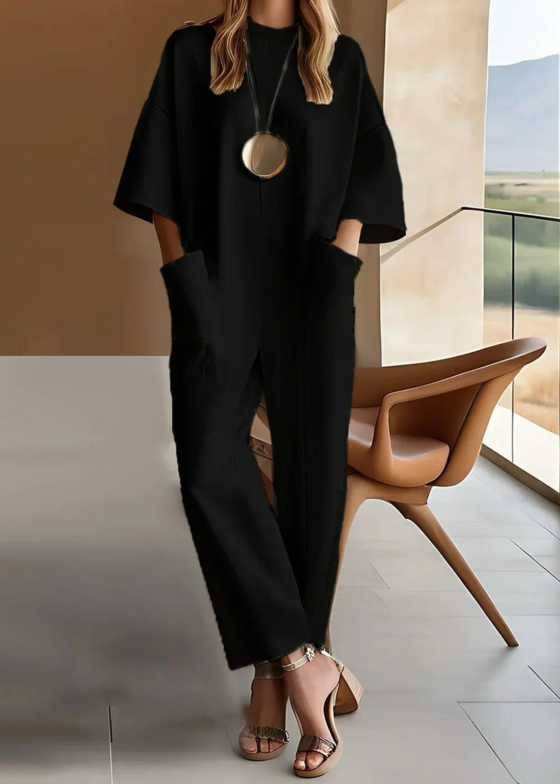 Elizina | Conjunto Mujer Dos Piezas Pantalón Ancho