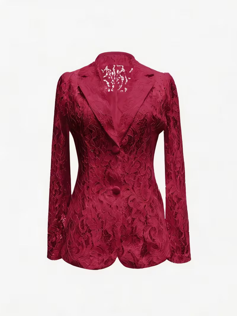 Kyliza | Chaqueta Blazer Entallada De Manga Larga Con Encaje